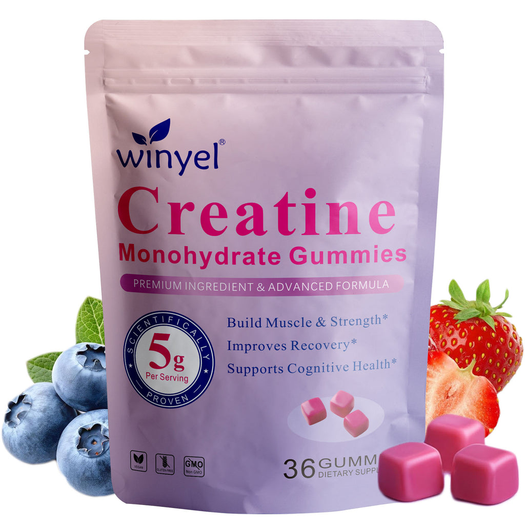 Creatine Monohydrate Gummies for Men & Women, Sugar Free Creatine Gummy 5g per Serving, Berry Flavor, 36 Gummies