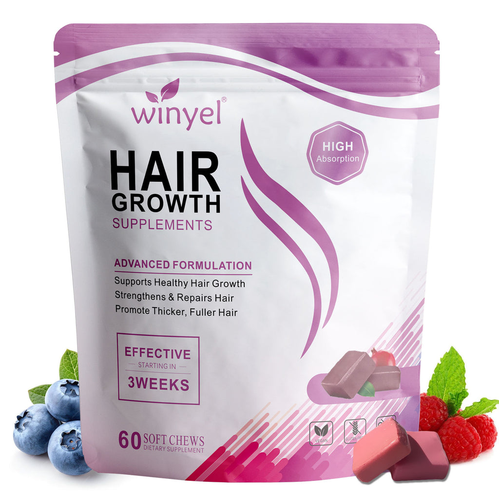 Hair Soft Chews, Hair Vitamins for Women and Men with Biotin, Advanced Formula for Hair, Mixed Berry, 60 Soft Chews