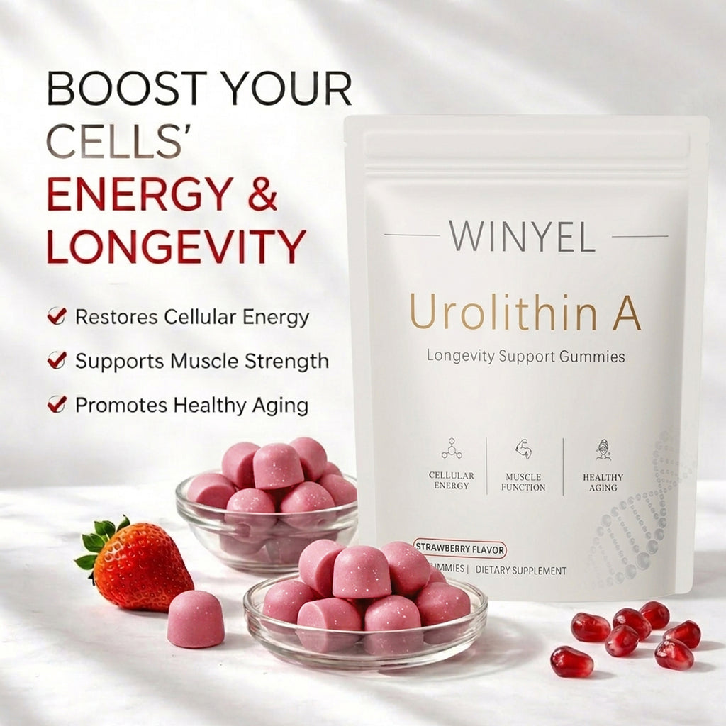 Urolithin A Supplement Longevity Gummies 500mg with Trans-Resveratrol, CoQ10 Mitochondrial & Cellular Energy Support for Healthy Aging, Muscle Strength & Longevity Vegan, Non-GMO, 60 Count