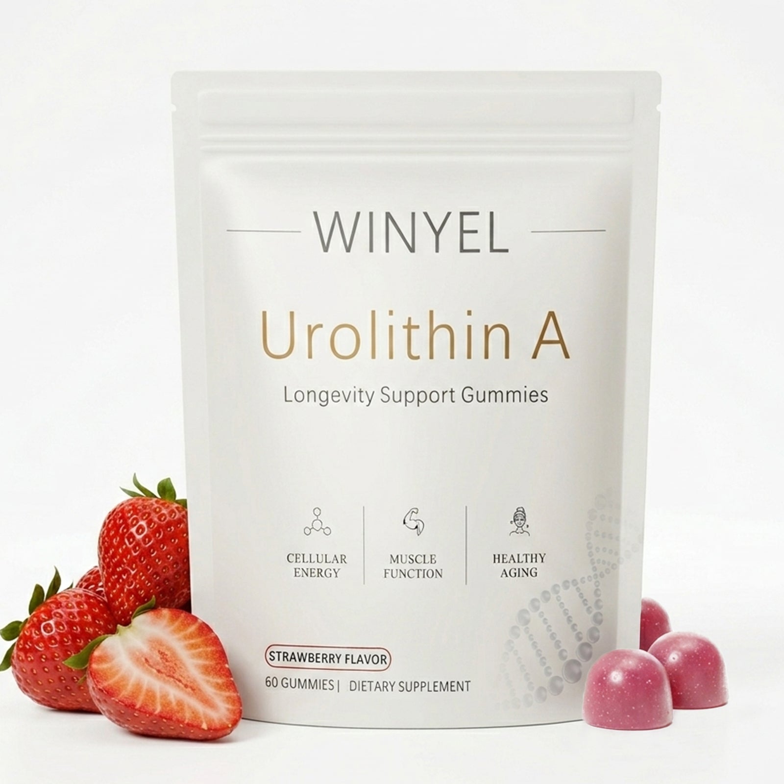 Urolithin A Supplement Longevity Gummies 500mg with Trans-Resveratrol, CoQ10 Mitochondrial & Cellular Energy Support for Healthy Aging, Muscle Strength & Longevity Vegan, Non-GMO, 60 Count
