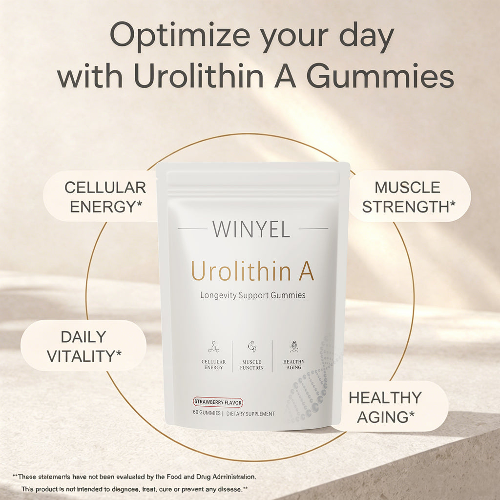 Urolithin A Supplement Longevity Gummies 500mg with Trans-Resveratrol, CoQ10 Mitochondrial & Cellular Energy Support for Healthy Aging, Muscle Strength & Longevity Vegan, Non-GMO, 60 Count