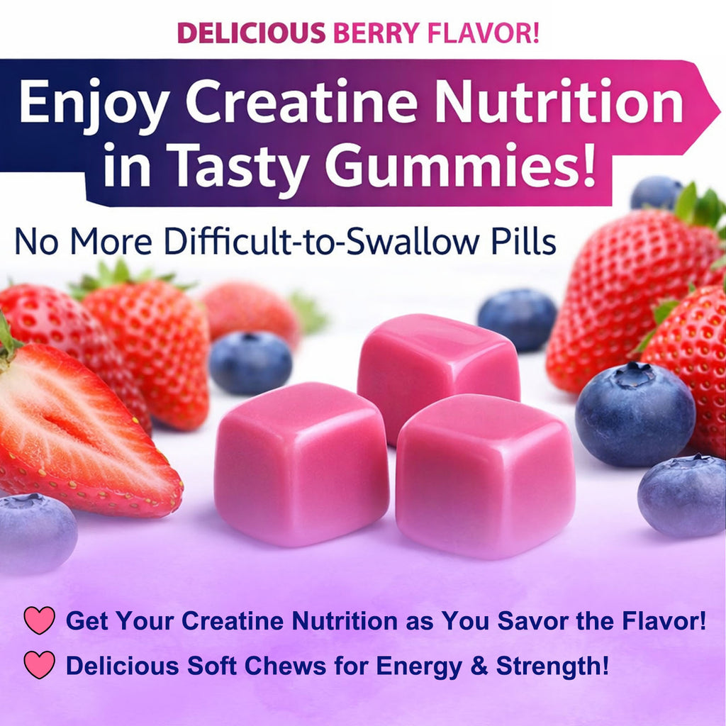 Creatine Monohydrate Gummies for Men & Women, Sugar Free Creatine Gummy 5g per Serving, Berry Flavor, 36 Gummies