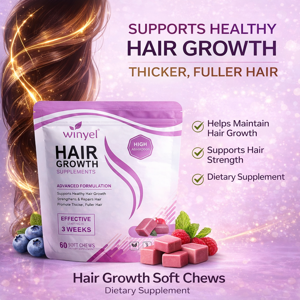 Hair Soft Chews, Hair Vitamins for Women and Men with Biotin, Advanced Formula for Hair, Mixed Berry, 60 Soft Chews