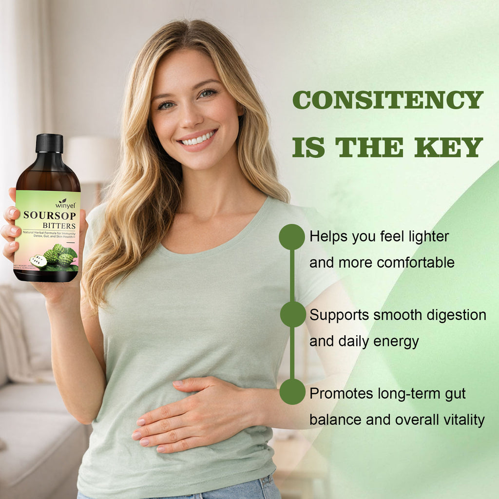 Soursop Bitters Liquid - Organic Herbal Guanabana Detox with Black Seed, Moringa & Ginger - Supports Digestive Wellness & Immune Function