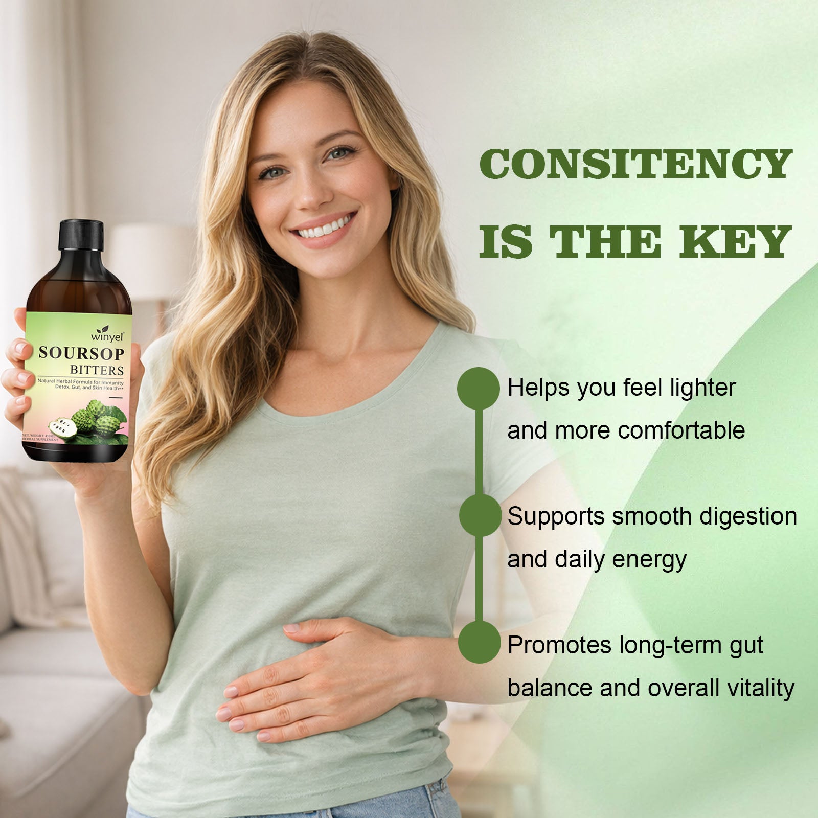 Soursop Bitters Liquid - Organic Herbal Guanabana Detox with Black Seed, Moringa & Ginger - Supports Digestive Wellness & Immune Function