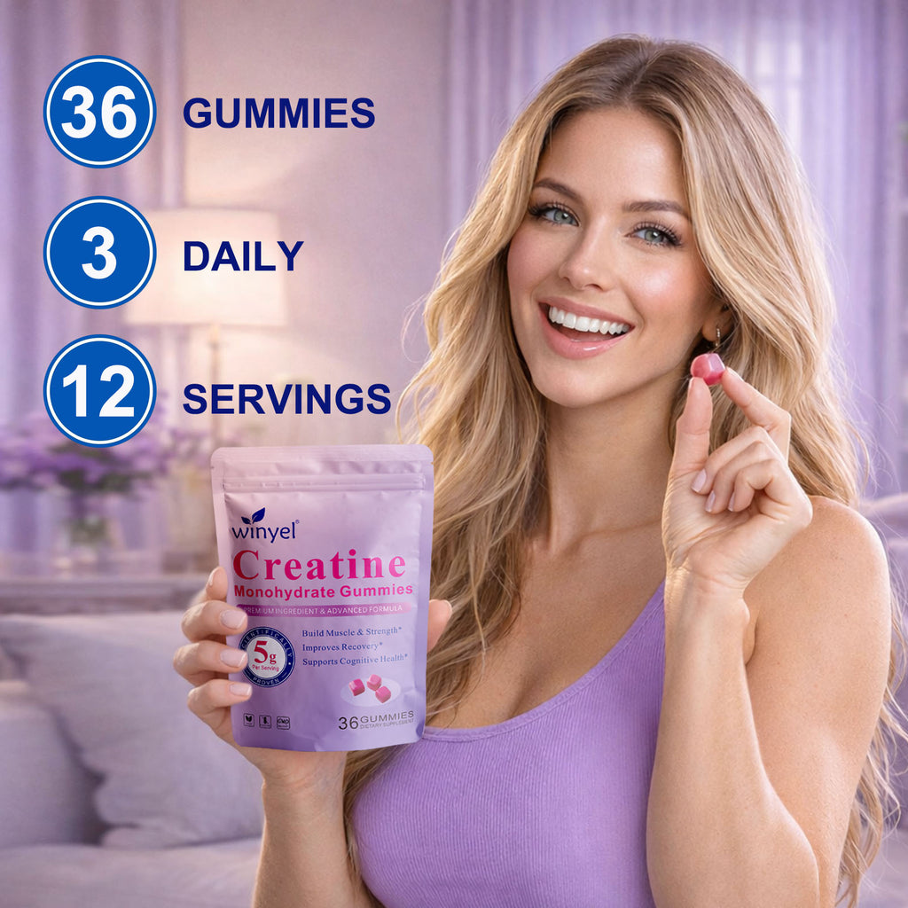 Creatine Monohydrate Gummies for Men & Women, Sugar Free Creatine Gummy 5g per Serving, Berry Flavor, 36 Gummies
