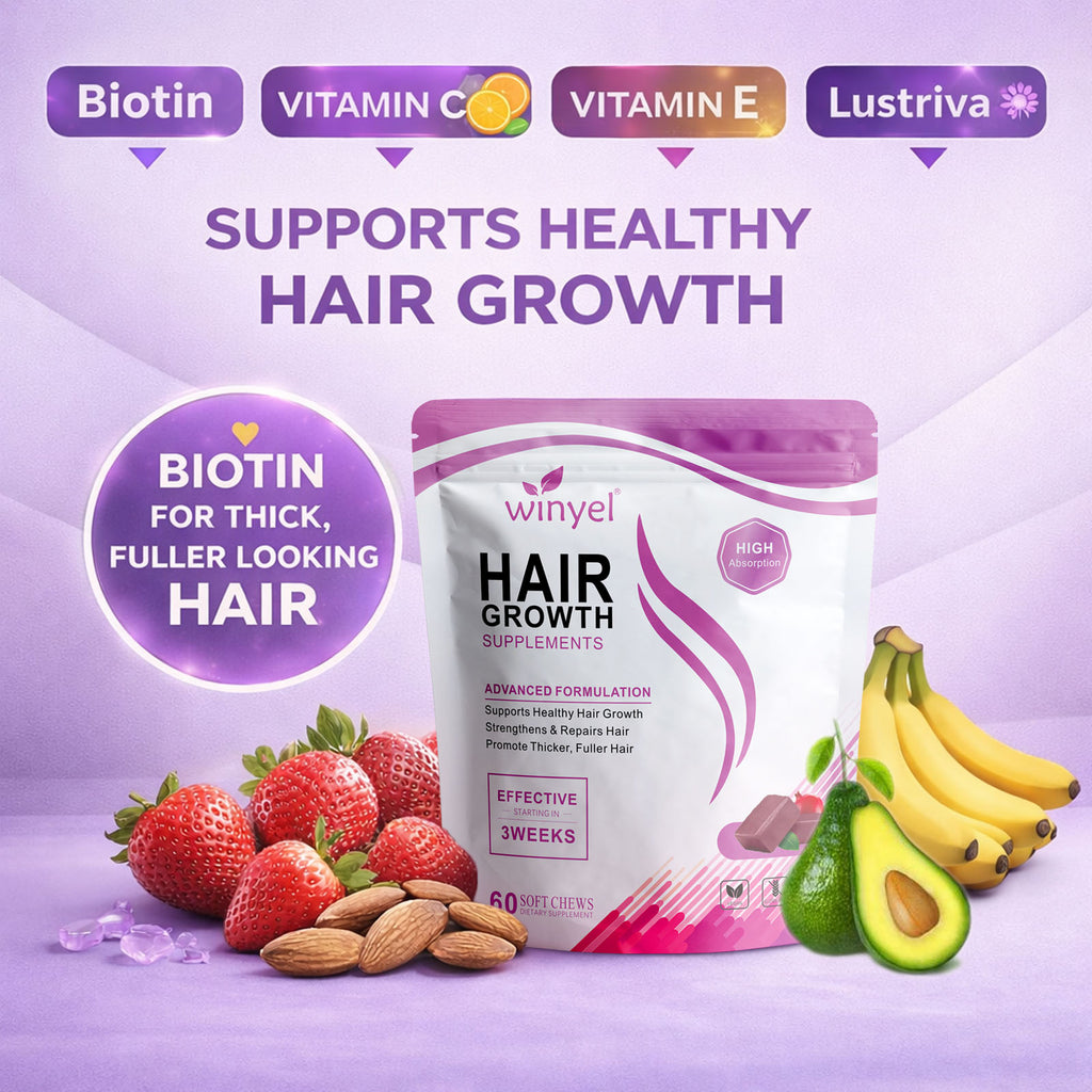 Hair Soft Chews, Hair Vitamins for Women and Men with Biotin, Advanced Formula for Hair, Mixed Berry, 60 Soft Chews